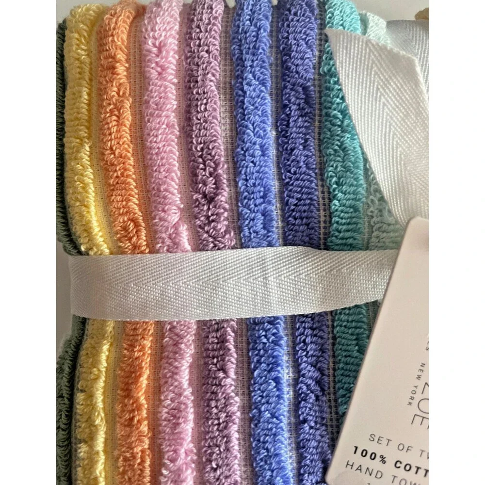 Rachel Zoe Rainbow Pride Striped 2 Bath 2 Hand Towels Set of 4 Fringed Dorm Room